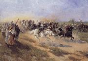 Jan Van Chelminski Horse race oil painting on canvas